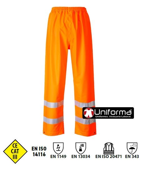 Pantalón Impermeable de alta visibilidad Ignífugo resistente a la llama, anti estático y resistente a químicos. 