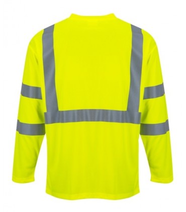 Camiseta de trabajo amarilla de Manga Larga reflectante Alta Visibilidad clase 3 con Bolsillo personalizable en uniforma   - PS191