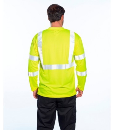 Camiseta de trabajo amarilla de Manga Larga reflectante Alta Visibilidad clase 3 con Bolsillo personalizable en uniforma   - PS191