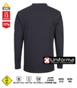 Camiseta de trabajo Antiestática Resistente a la llama ignífuga contra arco eléctrico de color azul marino personalizable en uniforma PFR32