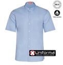 Camisa azul cielo celeste cuello mao manga corta y bolsillo para hostelería camareros y recepción personalizable en uniforma  - RG927140