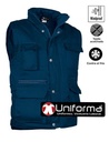 Chaleco de trabajo Azul marino acolchado contra el frío relleno de guata multibolsillos en tejido de sarga personalizable con logo de empresa en uniforma